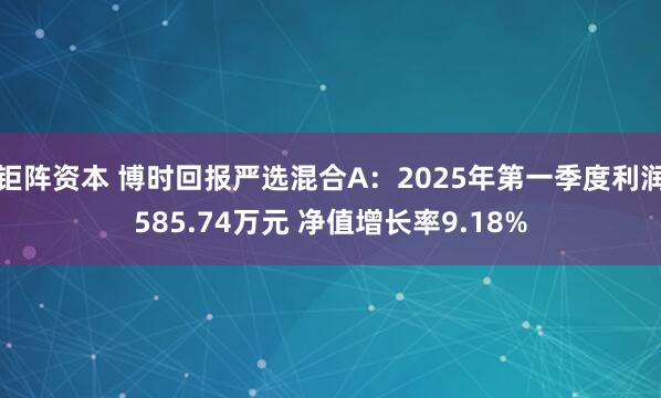 钜阵资本 博时回报严选混合A：2025年第一季度利润585.74万元 净值增长率9.18%
